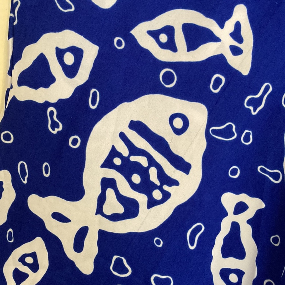 VTG Fish Sundress Slip Dress Blue Tropical Sleeveless 90s Y2K Printed Beach Top - Picture 7 of 9